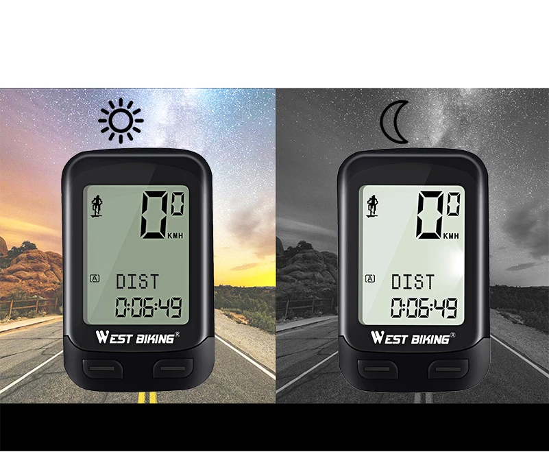 WEST BIKING, беспроводной секундомер, 5 языков, многофункциональный велосипедный компьютер, автоматическое пробуждение, светодиодный спидометр, велосипедный компьютер