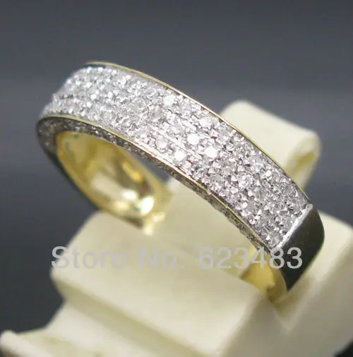 Великолепная 0.64ct натуральный. Дамы Обручение кольцо 14kt желтого золота хорошее