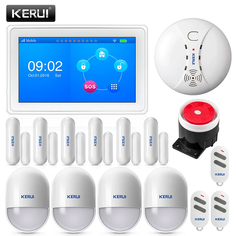 KERUI K7 wifi GSM умная охранная домашняя сигнализация 7 дюймов TFT дисплей с магнитом на
