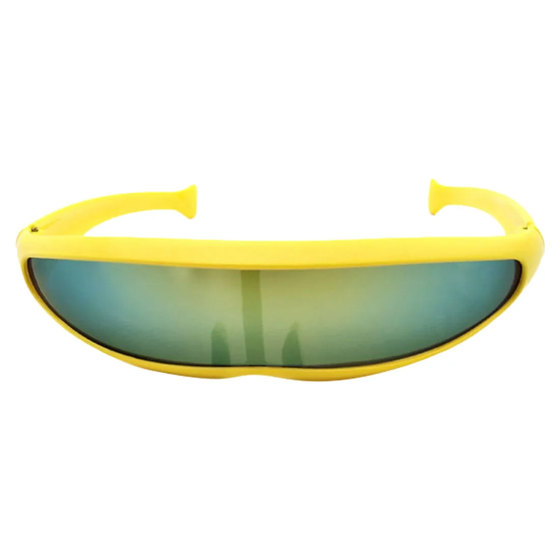 Yellow frame silver Новые Сиамские линзы солнцезащитные очки рыбий хвост солнцезащитные очки мотоцикл велосипед Солнцезащитные очки от песка ветер защитные очки личности - Цвет: Yellow frame silver
