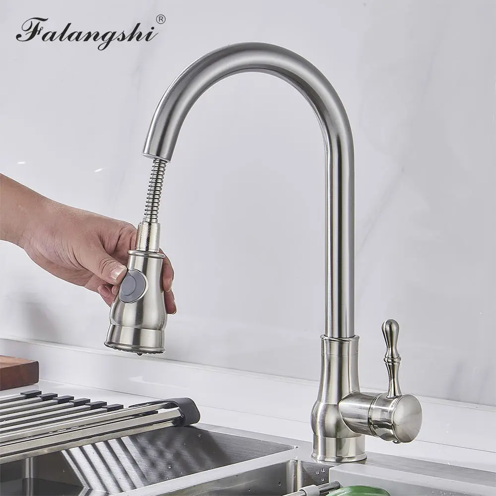 Смесители для кухни выдвижной боковой распылитель двойной Носик щетка смеситель