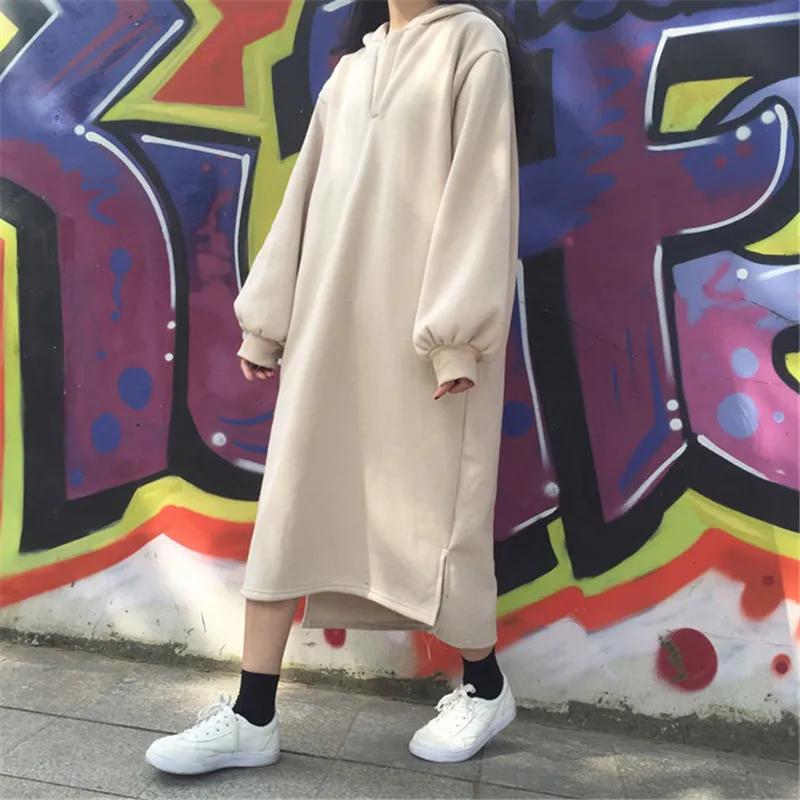 Женское платье Толстовка Harajuku длинное бархатное толстовка с рукавами фонариками
