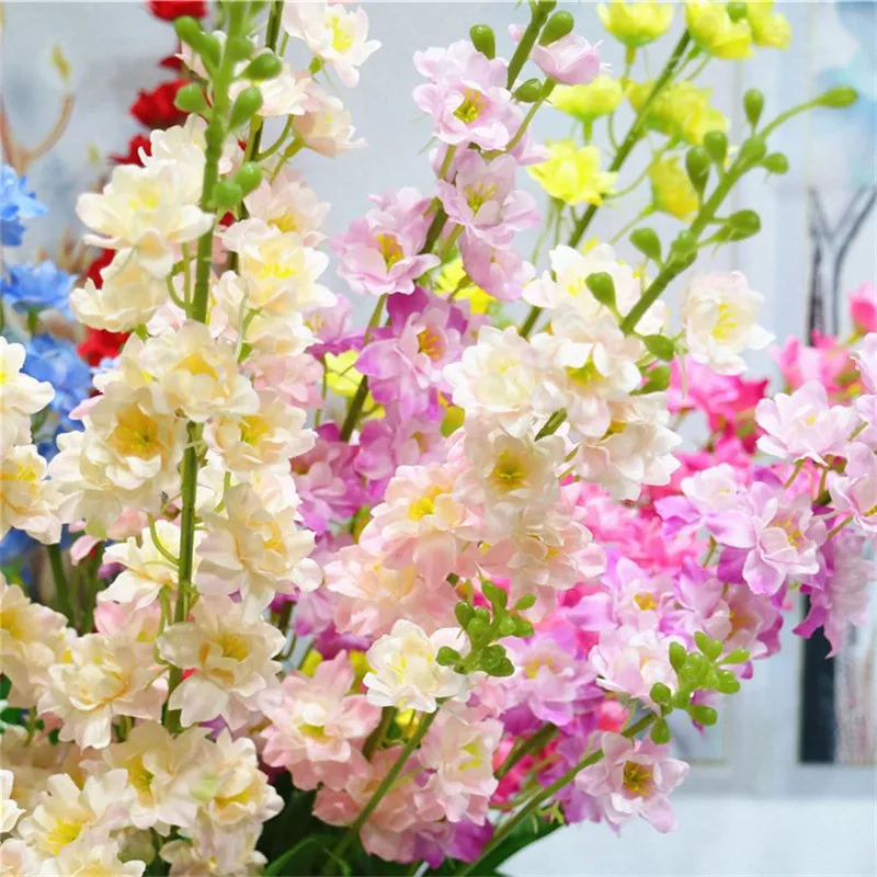 Искусственный длинный гиацинт 33 46 дюйма имитация Delphinium фиолетовый для дома