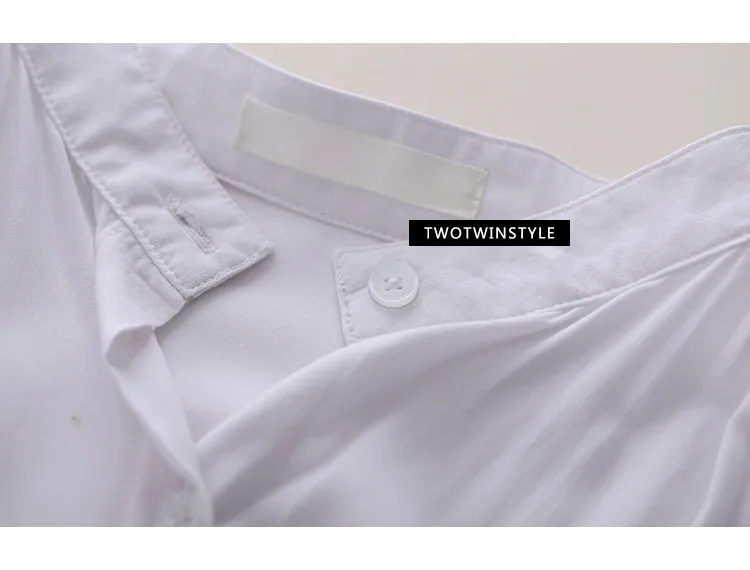TWOTWINSTYLE Повседневное миди летнее платье Для женщин рубашка платья Женский Топ Блузка с длинными рукавами белого и черного цвета новинки в Корейском стиле больших размеров