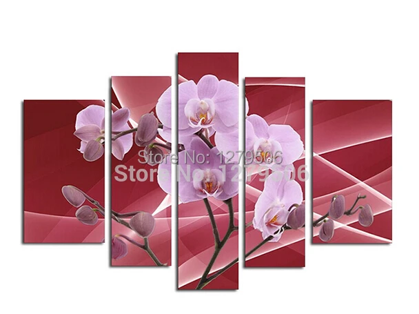 Ручной работы 5 шт. масло Картины на картины холсте с изображением фиолетовых