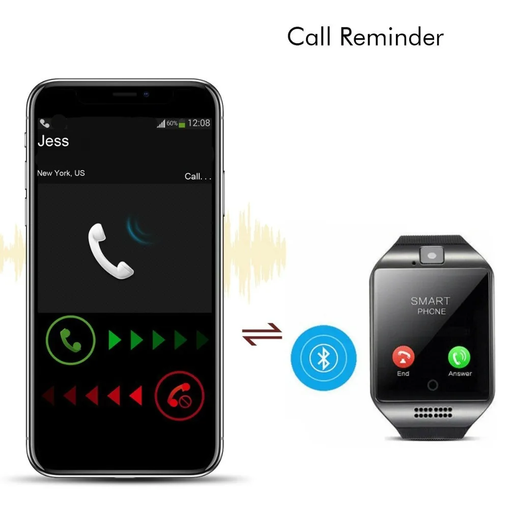 Smart Watches q18 camera Bluetooth watches for apple IOS Android Phone xiaomi samsung pk GT08 DZ09 smartwatch | Электроника