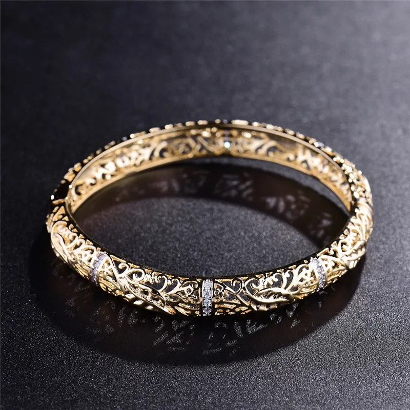 BUDONG Модные полые бесконечные браслеты для женщин золото-цвет Pulsera Простой Кристалл CZ цирконий Свадебные ювелирные изделия XUZ010