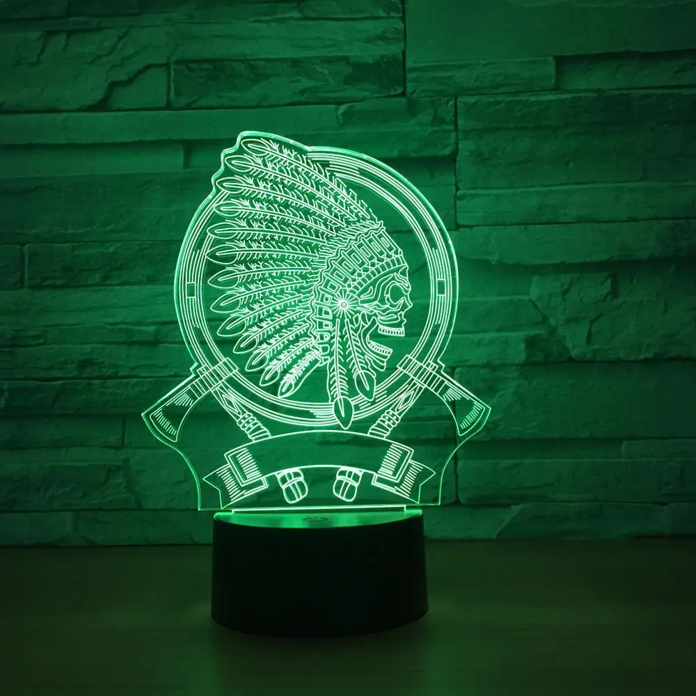 Светодиодный настольный светильник Chief многоцветный сенсорный 3D ночник с USB для