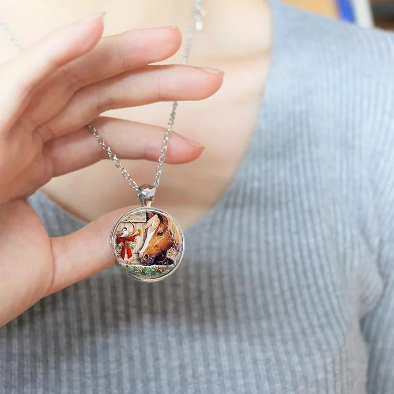 Ожерелье Санта с лошадью рождественская подвеска для автомобиля ручная работа