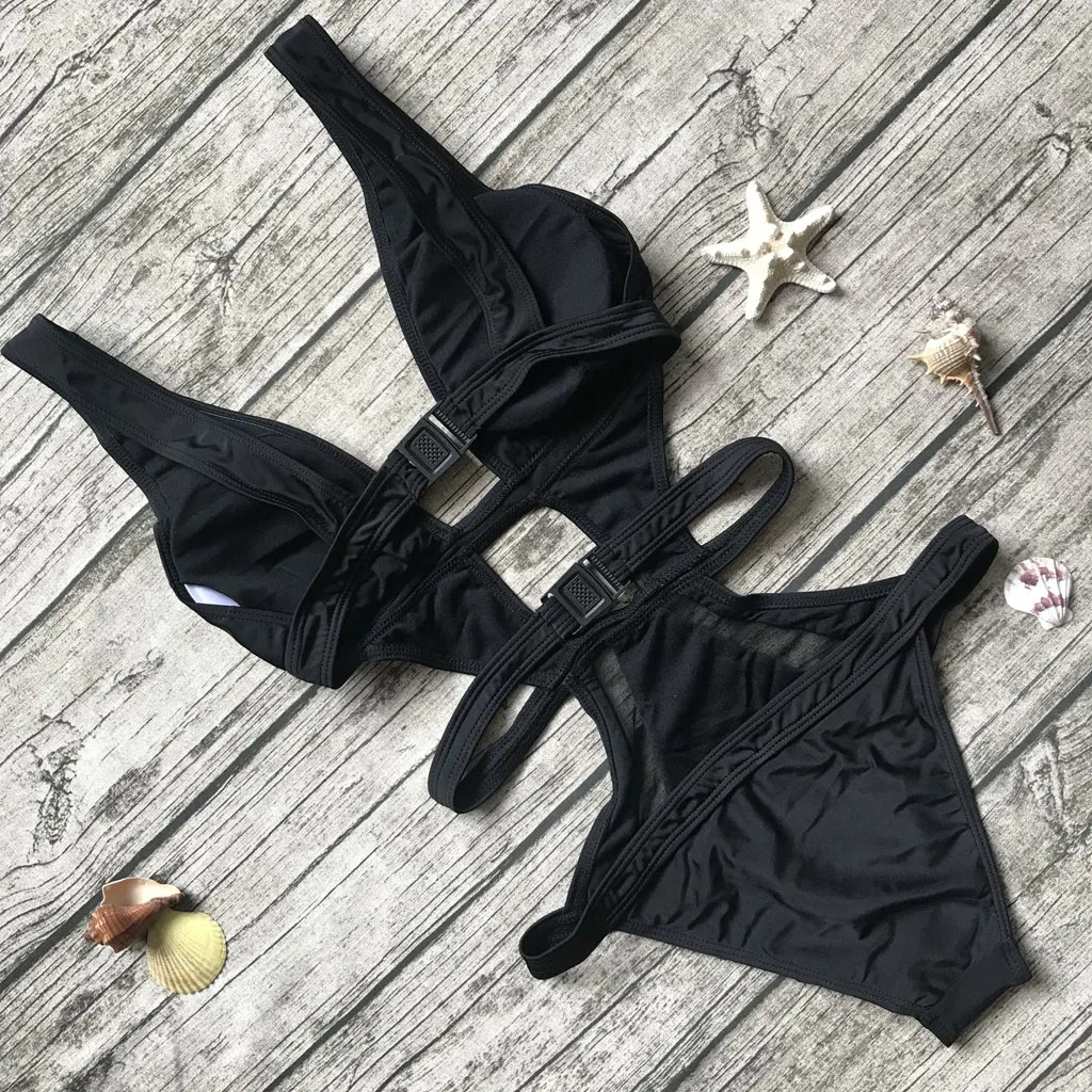 Холтер цельный купальник Женская сексуальная женская одежда для плавания полый