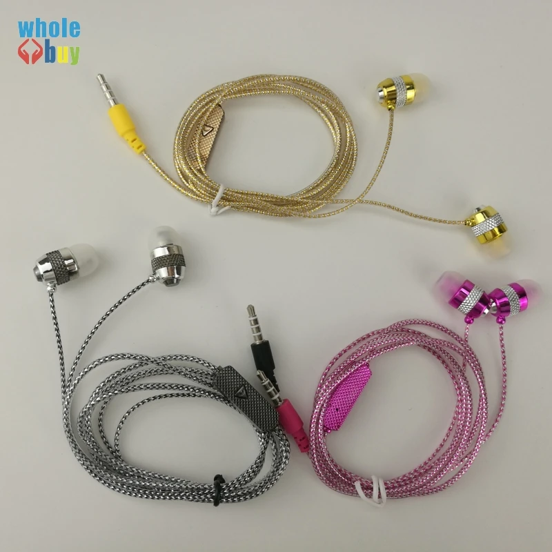 500 шт./лот оптовая продажа In ear Earbuds1.1m Универсальный 3 5 мм Jack с украшением в виде