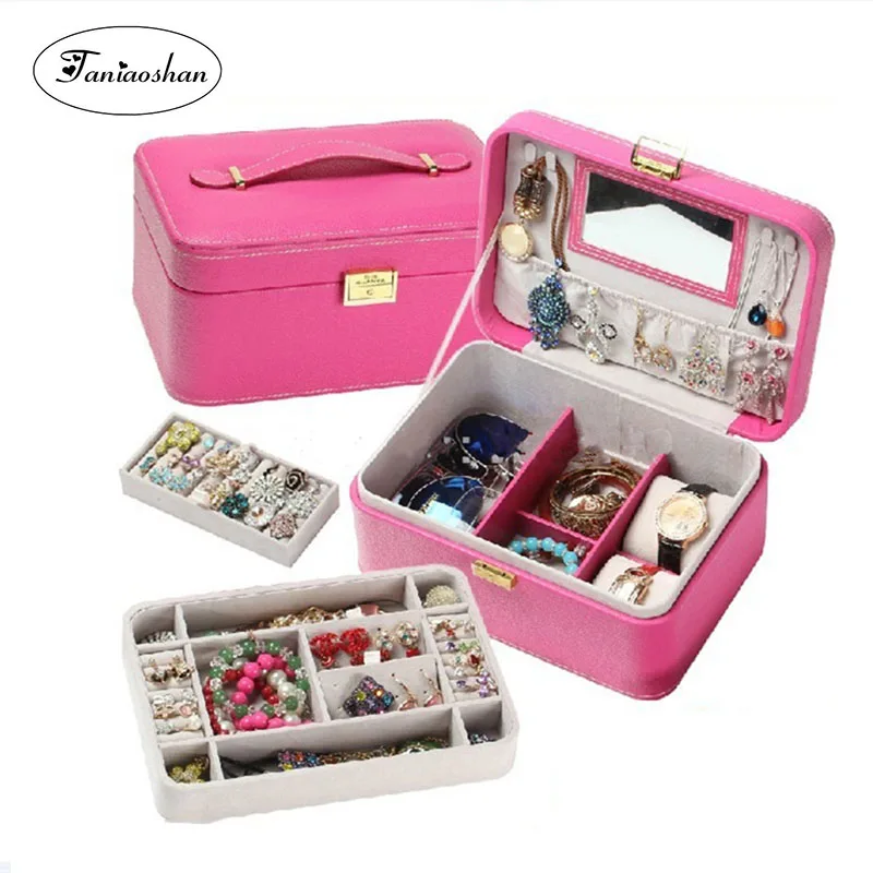 Популярные кожаные серьги шкатулка для хранения портативная с рисунком крупного