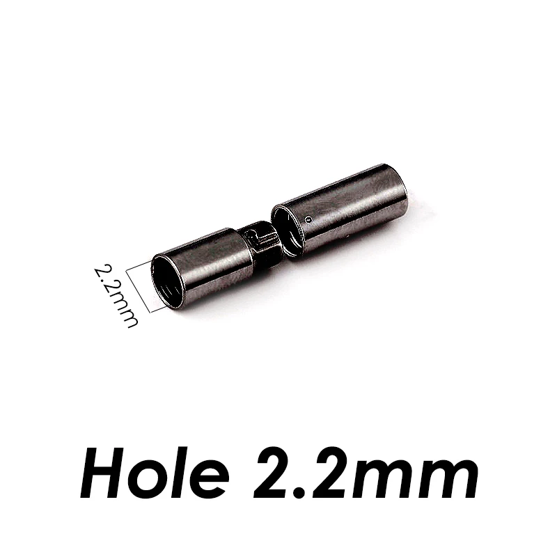 Black 2.2mm 2 шт./лот Высокое качество нержавеющая сталь ювелирный разъем кожаные застежки для DIY кожаный шнурок для Подвески Браслеты Изготовление ювелирных изделий - Цвет: Black 2.2mm