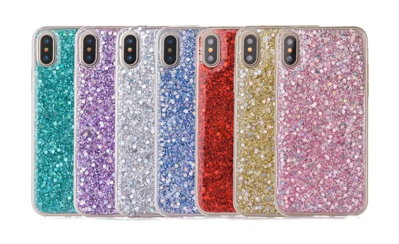 Sequin Beads Bling Glitter Soft TPU Case For Iphone X 8 7 6 6S Plus Galaxy Note S8 Flake Sparkle Leaves Cover 150PCS |