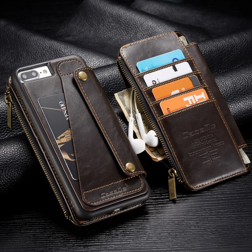 Чехол для телефона Funda iPhone 7 Plus роскошный дизайн кожаный бумажник на молнии с