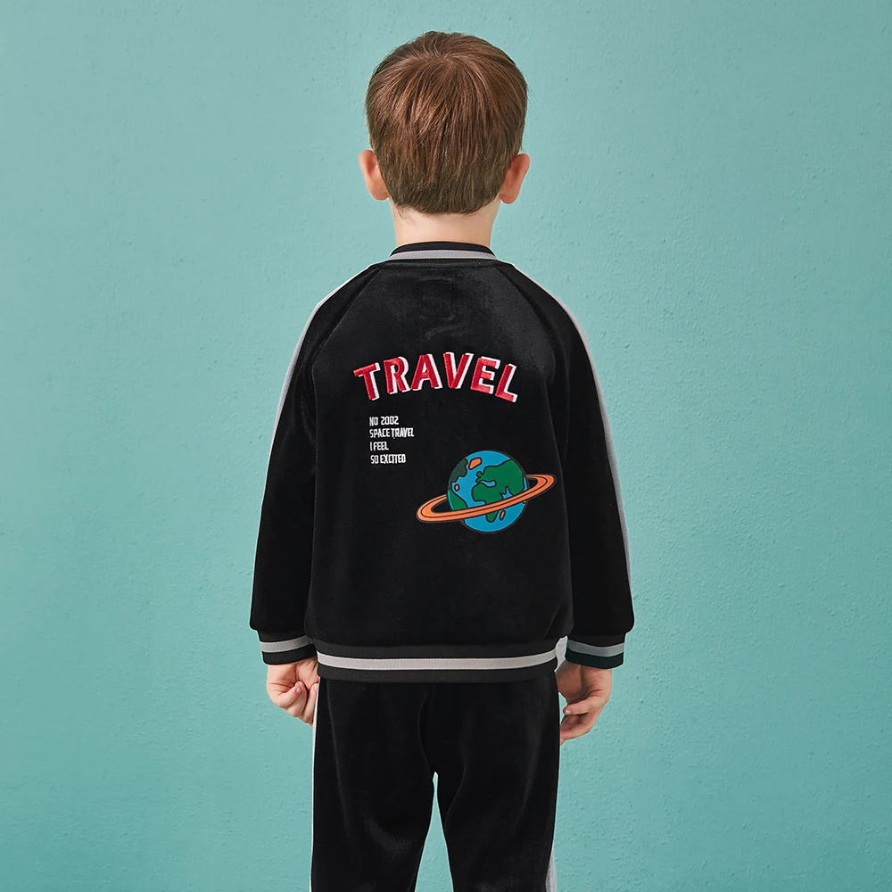 Balabala/Вельветовая бейсбольная куртка в полоску с боковыми рукавами для маленьких