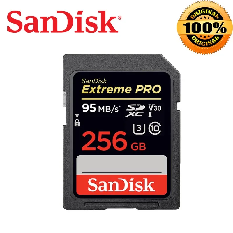Двойной Флеш-накопитель SanDisk Extreme PRO SD карта, 32 ГБ, 64 ГБ оперативной памяти, 16 Гб встроенной памяти, 256 Гб карта памяти 128 ГБ Sdcard class 10 UHS-I высокое Скорость 95 МБ/с. V30 DSLR sd 32 - Емкость: 256 ГБ