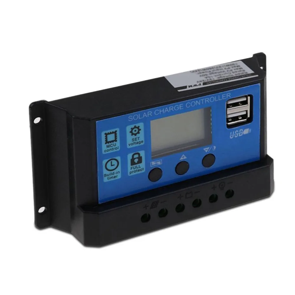 

USB Солнечный контроллер зарядки панели РЕГУЛЯТОР коллектор 30A PWM 12 V-24 V Авто двойное цифровое табло для свинцово-кислотных батарей ЖК-дисплей