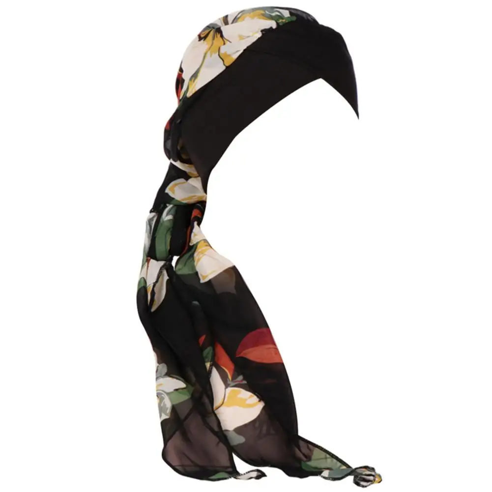 Muslim Women Printed Hijabs Hats Turban Head Scarf Chemo Cancer Cap Hair Loss Hat Long Tail Bow Bonnet Wide Band Wrap | Аксессуары для