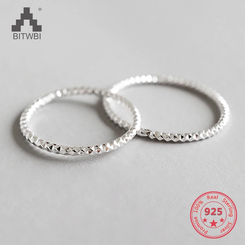 

925 Sterling Silver Ring Fashion Simple Glint Gleam Thin Little Finger Rings For Women Cute Fine Jewelry 2020 Minimalist Gift