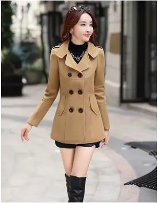 Khaki Модное женское Шерстяное пальто зимняя одежда для женщин Имитация кашемира одежда из Южной Кореи Зимняя шерстяная куртка для женщин - Цвет: Khaki