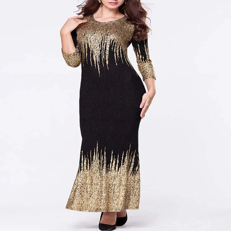 Летнее платье из золотой фольги с длинным рукавом|african fashion|african dress womenafrican |