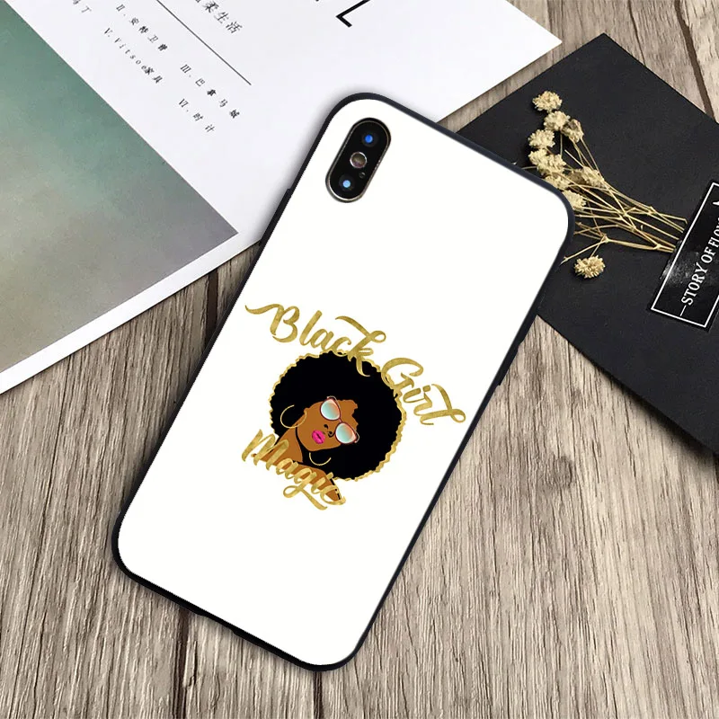 Африканский красивый мягкий силиконовый черный чехол для телефона iPhone 6 6plus 7 8plus 5