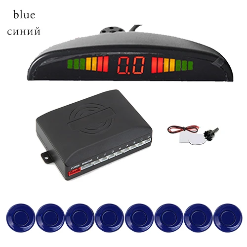 LED Blue Hipppcron комплект автомобильных датчиков парковки 8 датчиков s 22 мм подсветка lcd/светодиодный дисплей обратный резервный Радар монитор детектор системы 6 цветов - Название цвета: LED Blue