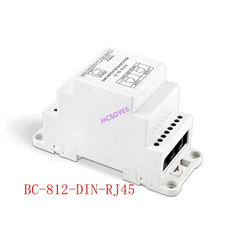 BC-812-DIN/BC-812-DIN-RJ45 DC12-24V din-рейка DMX512 усилитель сигнала Один входной канал два