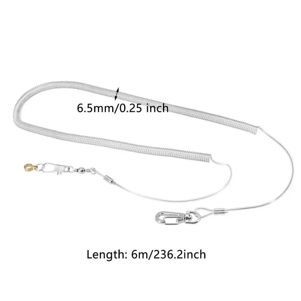 6.5MM 4,5/6,5/8,5 мм Диаметр стопы кольцо+ 6 м Длина попугая Anti-bite Летающий тренировочная веревка, прочные резиновые ремни наборы поводков разные цвета - Цвет: 6.5MM