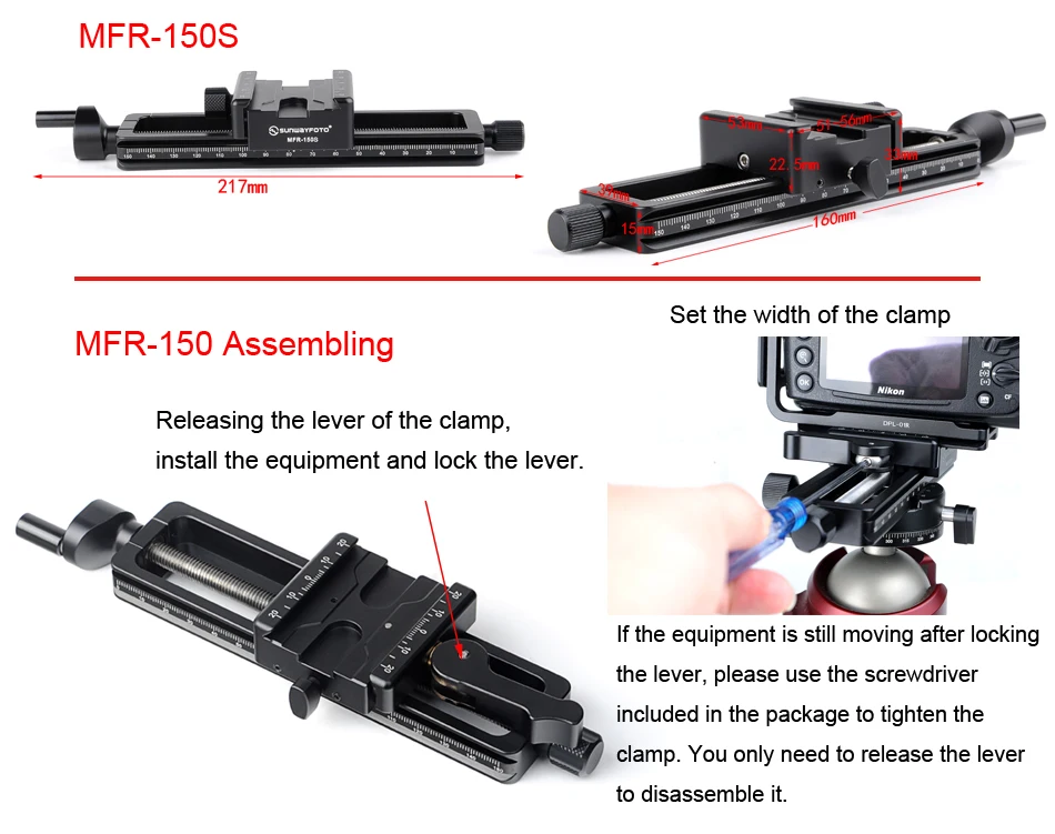 SUNWAYFOTO MFR-150s аксессуары для камеры головка штатива Макросъемка фокусировка Макросъемка для фотосъемки