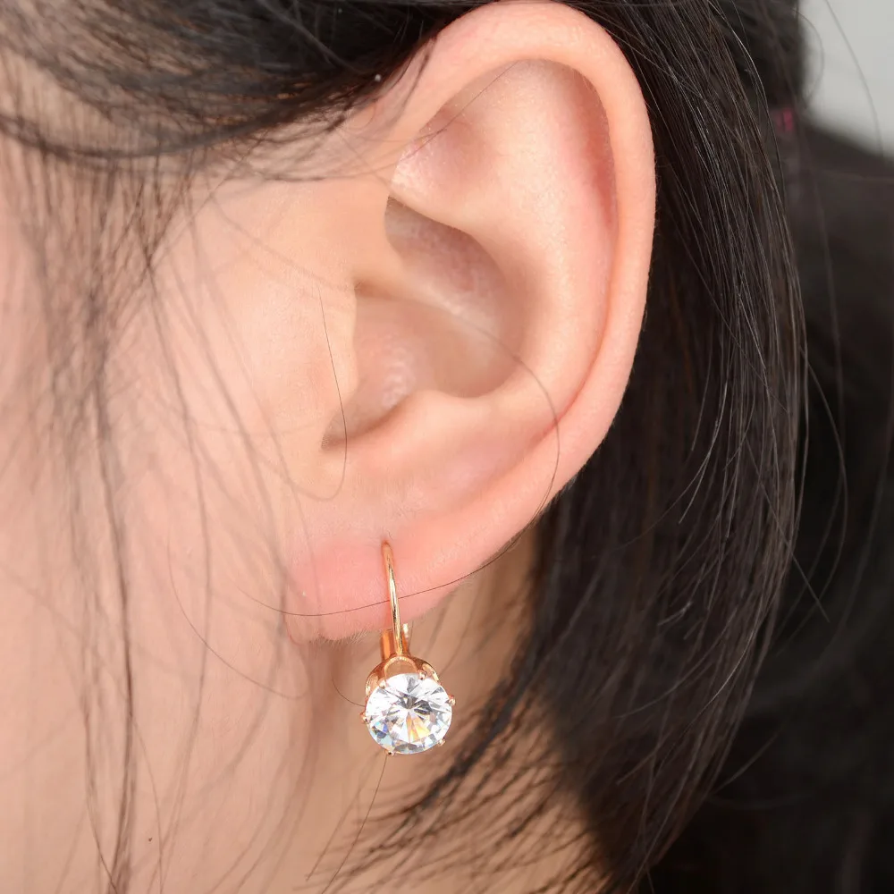 Женские Модные цвет серебристый Золотой Цвет белые серьги Стад горный хрусталь