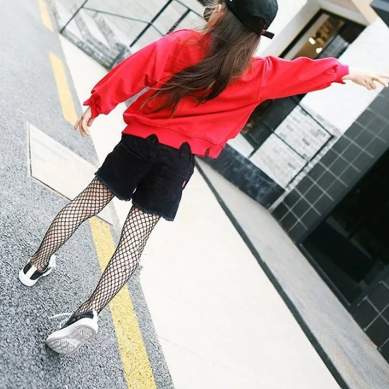 Модные чулки в сеточку детские колготки тонкие леггинсы для девочек с такими же