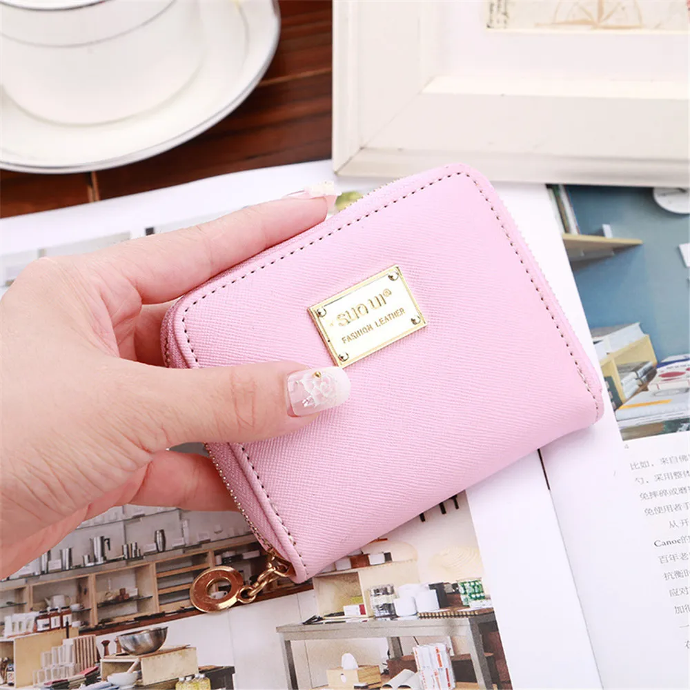 2017 High Quality women wallet Brand Metal sheets Decorate PU Leather Wallet Women Fashion Zipper Short Coin Purse | Багаж и сумки