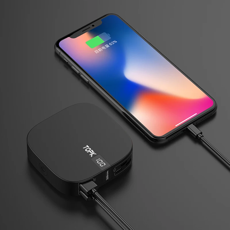 Черный TOPK 10000 мАч запасные аккумуляторы для телефонов Dual USB миниатюрное портативное зарядное устройство для мобильного телефона телефон внешний батарея запасные аккумуляторы телефонов iPhone samsung Xiaomi - Цвет: Черный