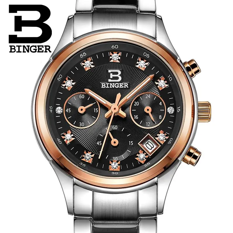 Часы женские Кварцевые водонепроницаемые из нержавеющей стали с хронографом|clock