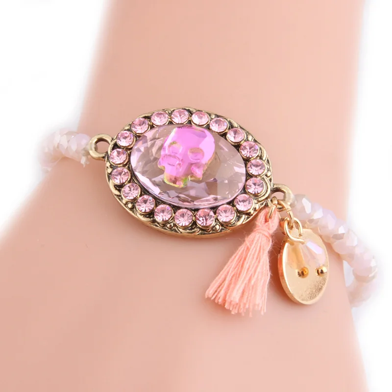 Бренд NeeFuWoFu браслеты с черепами и кристаллами брендовый браслет из дерева в