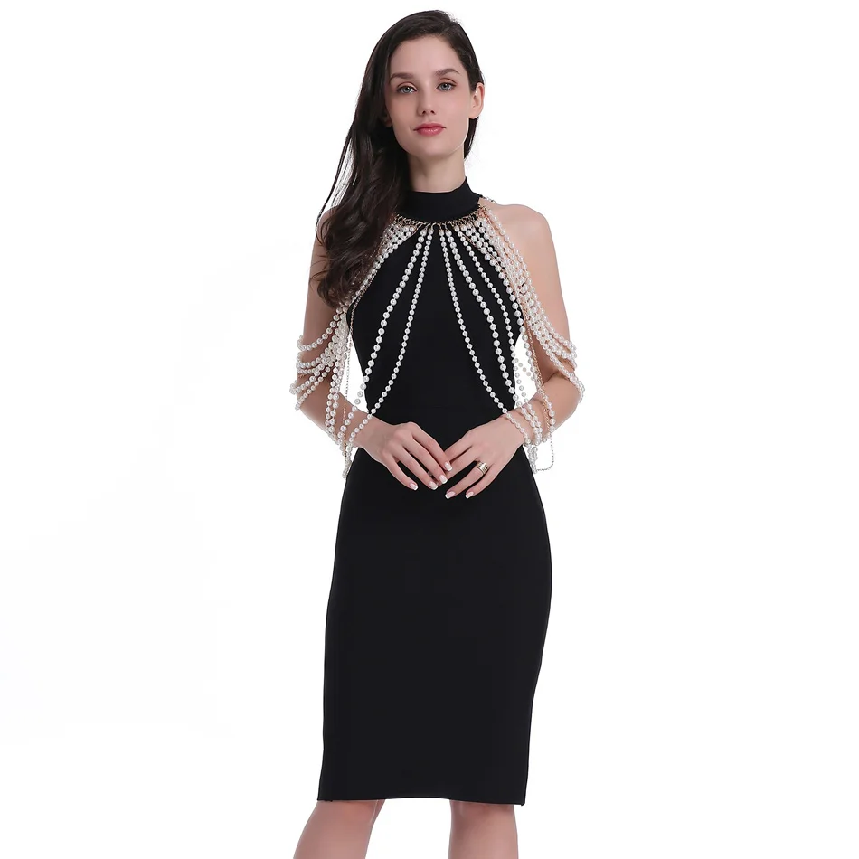 Женское платье без рукавов элегантное Бандажное с металлической цепочкой