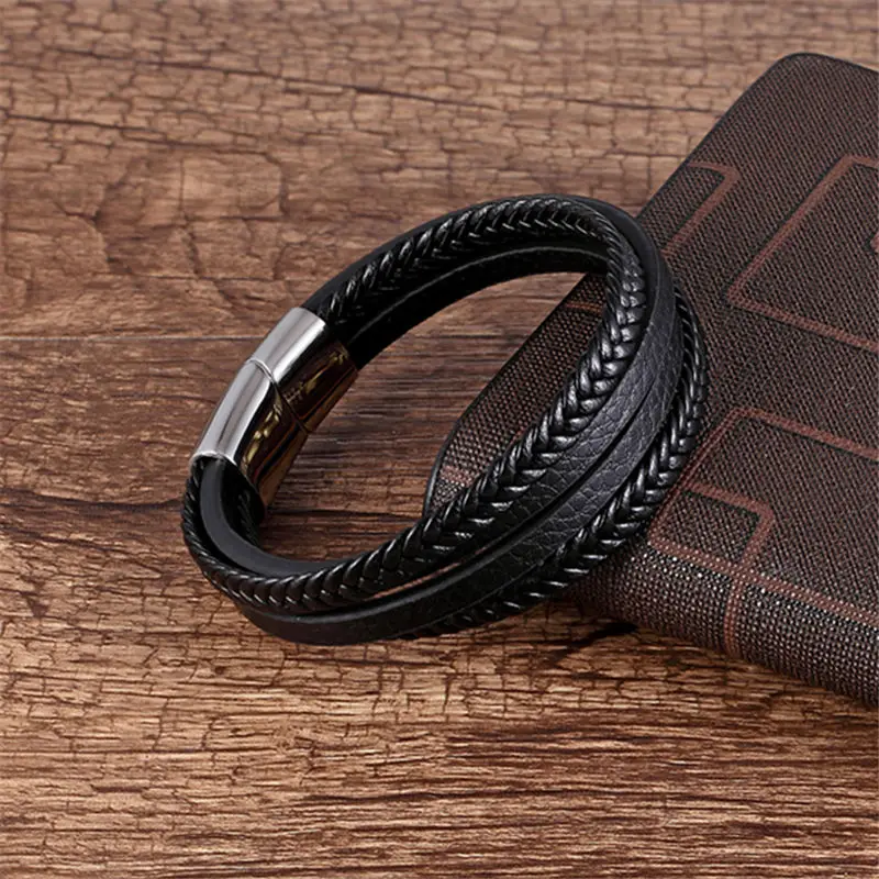 Новый дизайн 2018 многослойный Плетеный браслет ручной работы из натуральной кожи