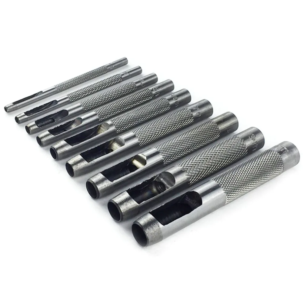 9Pcs Pick Leather Tools Punch Leathercraft Hole Craft Set Hollow Puncher Belt 2.5mm-10mm for Clothing Canvas | Дом и сад