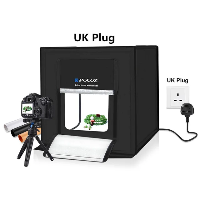 UK Plug Фотография СВЕТОДИОДНЫЙ световой короб фотостудия коробка люсис привело свет мягкая коробка освещение студия съёмка палатка комплект Студия фото лайтрум - Цвет: UK Plug