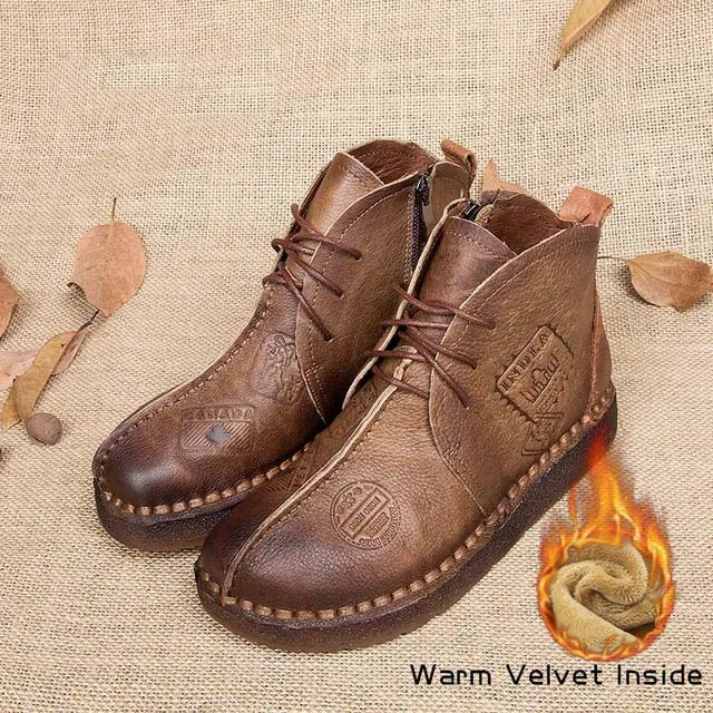 winter boots 3 Cuculus осень-зима Женская обувь в стиле ретро; ботильоны ручной работы сапоги на плоской подошве; обувь из натуральной кожи размера плюс 42 1965 - Цвет: winter boots 3