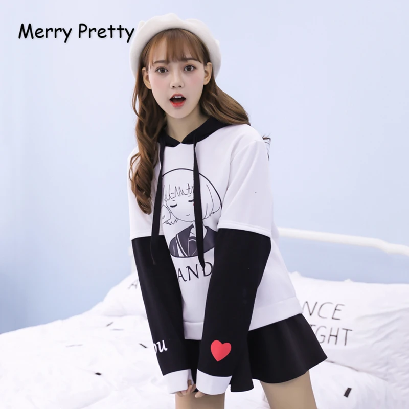 Женские толстовки с капюшоном MERRY PRETTY милые стильные и мультяшным принтом в стиле