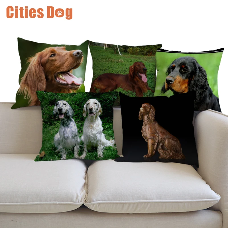 Декоративный Чехол на подушку cojines decoracion para el hogar linen Gordon Setter dog 45x45 чехлы для