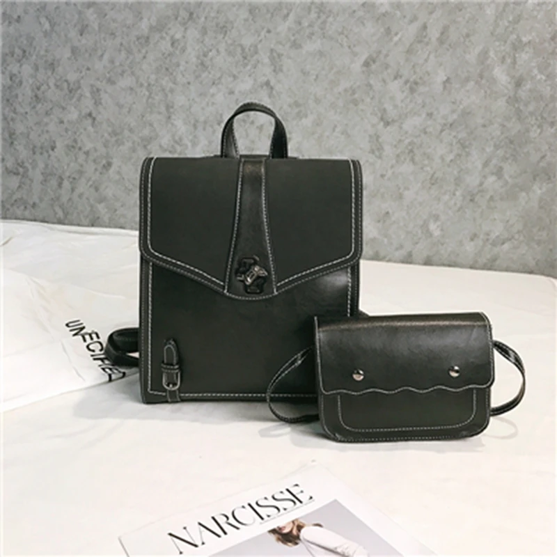 ACEUS Новый Винтажный рюкзак 2 шт. набор женский из искусственной кожи школьная