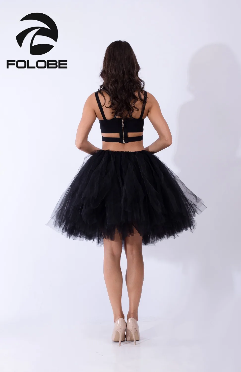 FOLOBE/черные юбки пачки ручной работы из тюля средней длины Женские Бальные