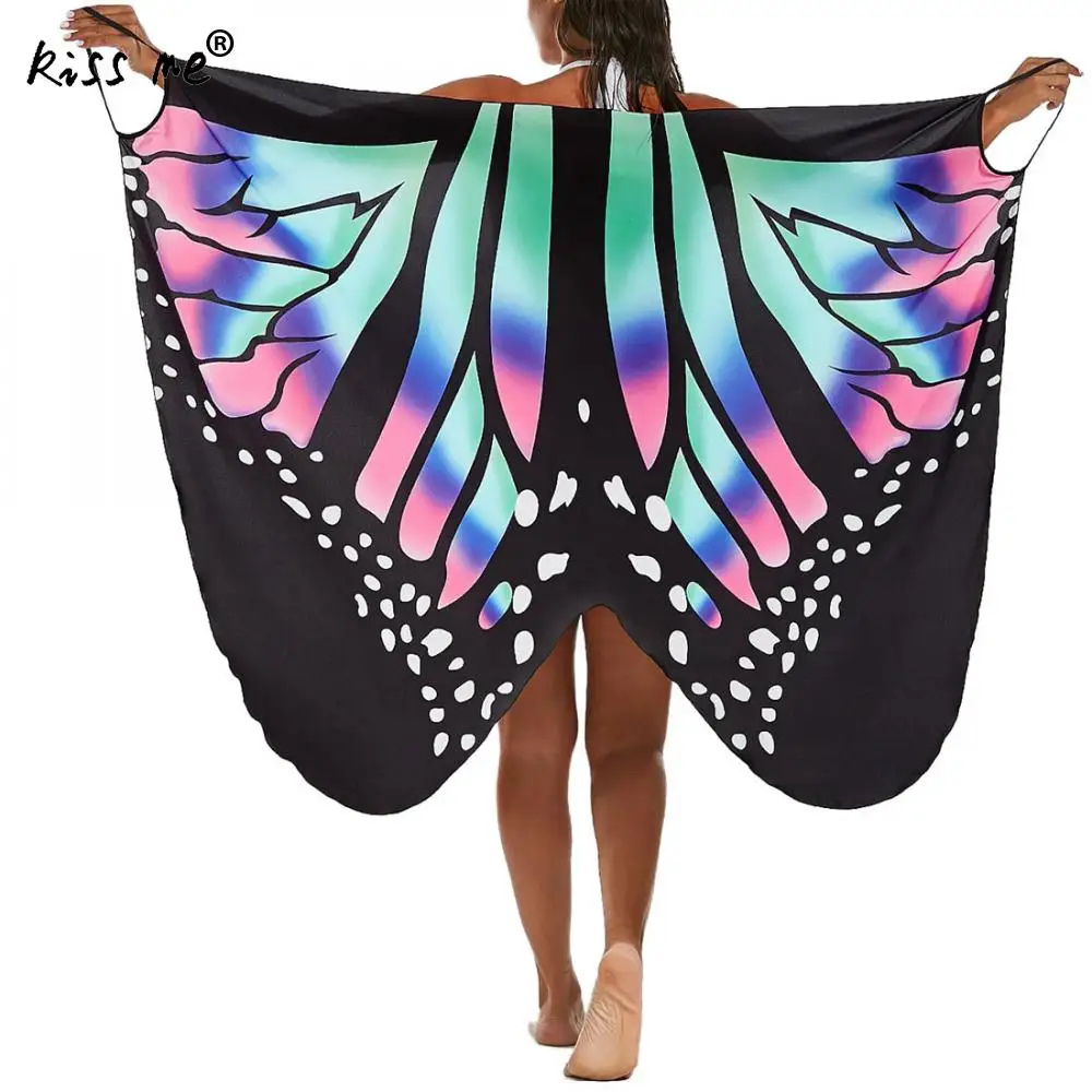 Beach Wear Women Tunics Printed Cover Up Wrap Slip Dress Praia Summer Bikini Female One Size Butterfly | Женская одежда
