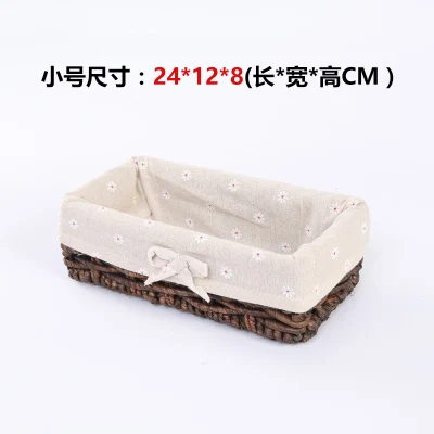 coffee 24x12x8 Натуральные ручные маленькие корзины с льняной декоративной мини кукурузной шелухи вязаная корзина Органайзер - Цвет: coffee 24x12x8