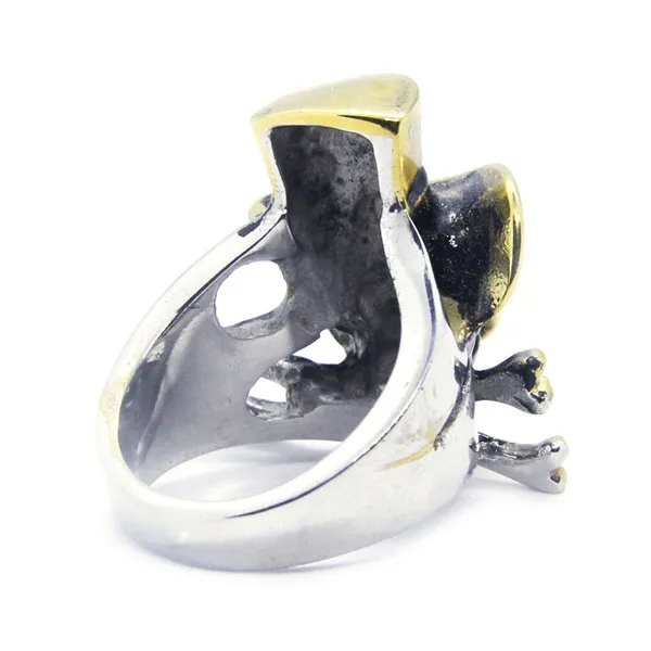 Кольцо с золотым лицом Череп байкерское кольцо из нержавеющей стали 316L для