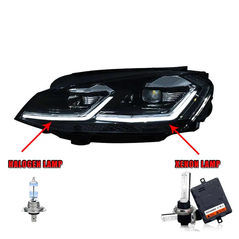 Halogen HighBeam 2 шт. светодиодный фары для VW golf 7 2013- светодиодный автомобильный фонарь ангельские глазки ксенон HID комплект Противотуманные фары светодиодный дневные ходовые огни - Цвет: Halogen HighBeam